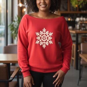 554 WOMENS 2XL RED SNOWFLAKE SWEATER BY A.GAIN